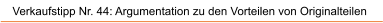 Verkaufstipp Nr. 44: Argumentation zu den Vorteilen von Originalteilen