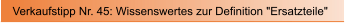 Verkaufstipp Nr. 45: Wissenswertes zur Definition "Ersatzteile"