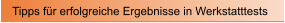 Tipps f�r erfolgreiche Ergebnisse in Werkstatttests